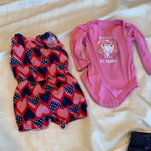 Two 12 Months outfits. A cute romper and onesie